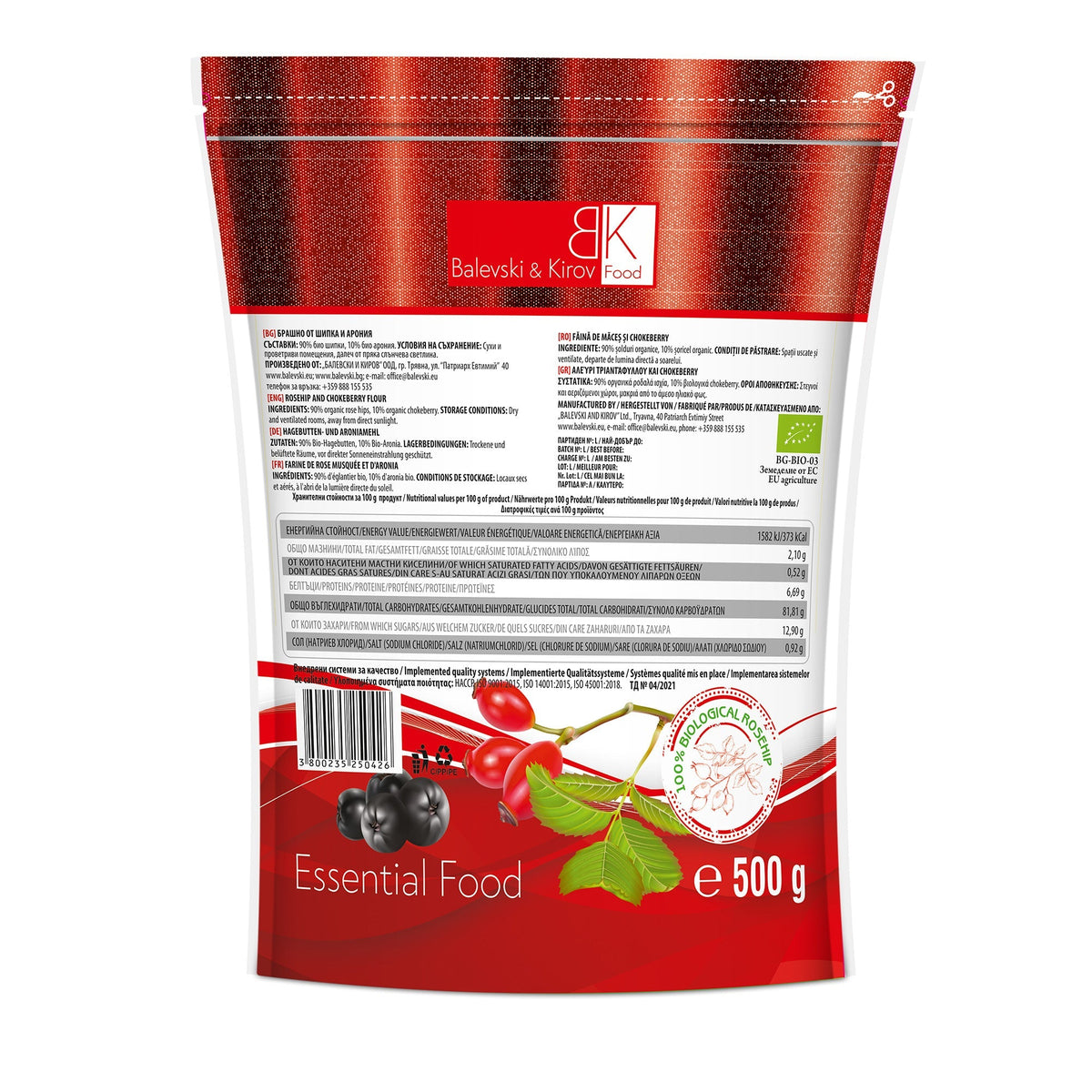 Múka z vysušených šípok s aróniovou múkou. 120 mikrónov - bio produkt