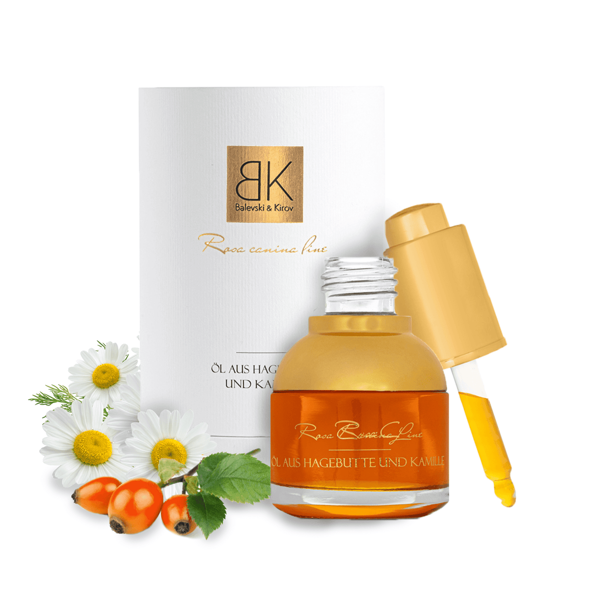 Studená lisované bio olej z šípky s olejom z rímskej harmančeky Premium - 30 ml